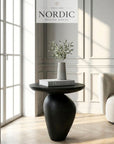 Nordic designer side table Obsidia in black finish for exclusive home interiors