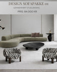 Sofa Organic Bouclé Cream 3-delt