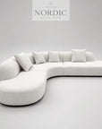 Modern curved sofa in luxury fabric