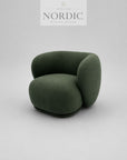 Design-loungestol i premium tekstil med stilrent formsprog
