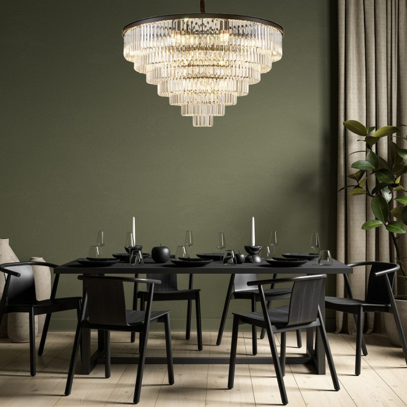 Krystal lysekrone Tradition i klar krystal, 110 cm – ideel til restauranter, barer og elegante loungeområder