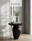 Modern design side table and pedestal for minimalist living room styling