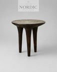 Sidebord Savannah i rød elm med tripod-base og autentisk luksusfinish