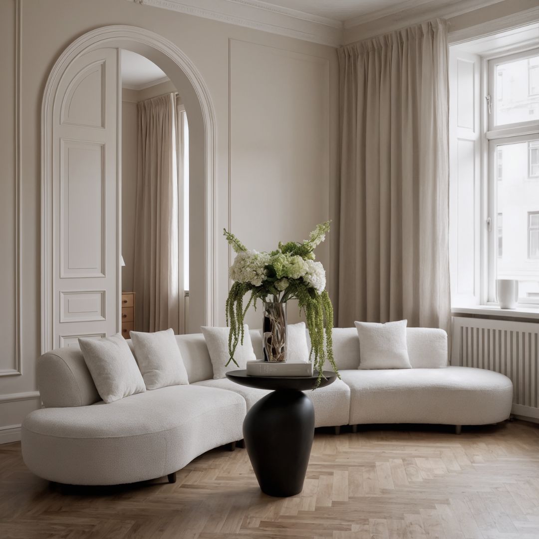 Silhuet sidebord med skulpturel base og mat finish